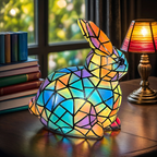 Tibbe Konijn dierenlamp in glas-in-lood-stijl, verlicht