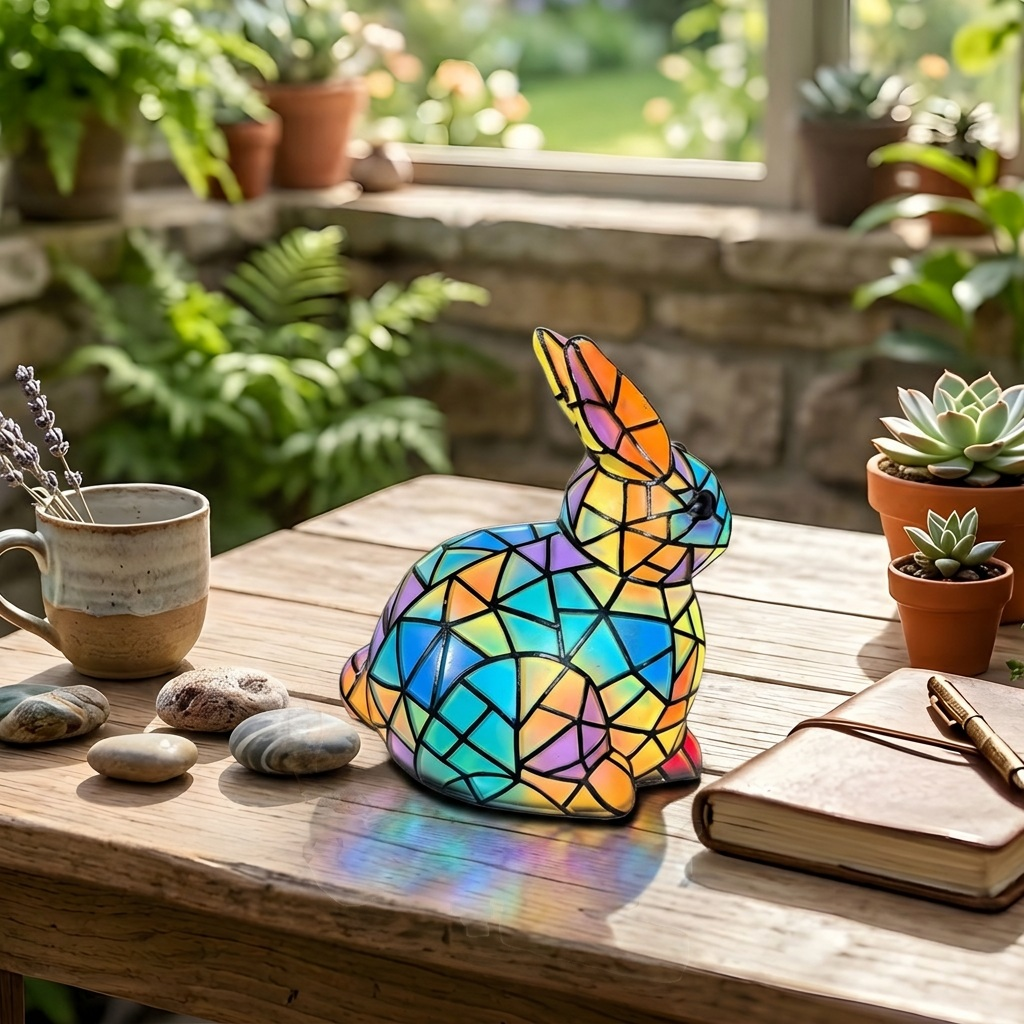 Tibbe Konijn dierenlamp op een houten tafel in een lichte kamer