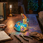 Tibbe Konijn dierenlamp die gezellig gloeit in een kamer 's avonds
