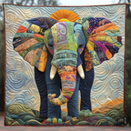 Couvre-lit matelassé Éléphant multicolore – motif complet