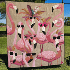 Gewatteerde bedsprei Tropische Flamingo – volledig ontwerp
