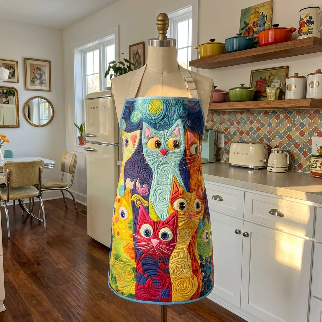 Tablier de cuisine matelassé Chat près du Poêle