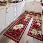 Lot de tapis de cuisine Fleurs d'Hiver