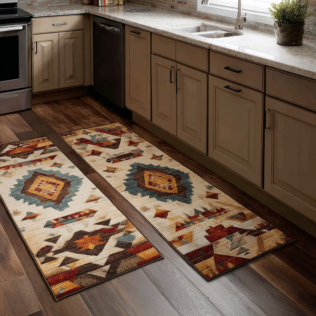 Lot de tapis de cuisine Voyage Tissé