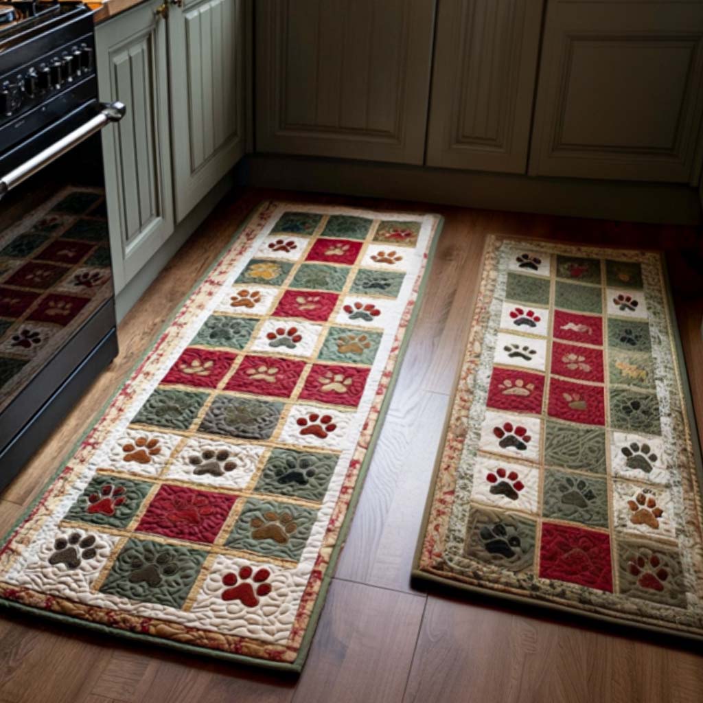 Lot de tapis de cuisine Patte de Noël