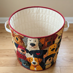 Panier à linge matelassé Chiens colorés, vide, avec sa doublure matelassée crème