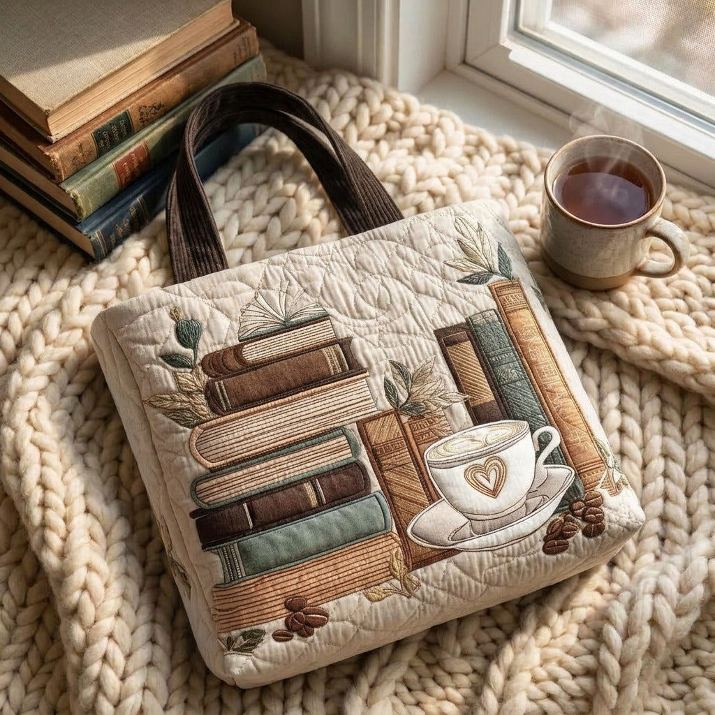 Koffieuur Artisanale Tas – draagtas op een gebreide deken met koffie bij het raam