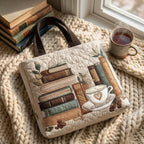 Koffieuur Artisanale Tas – draagtas op een gebreide deken met koffie bij het raam