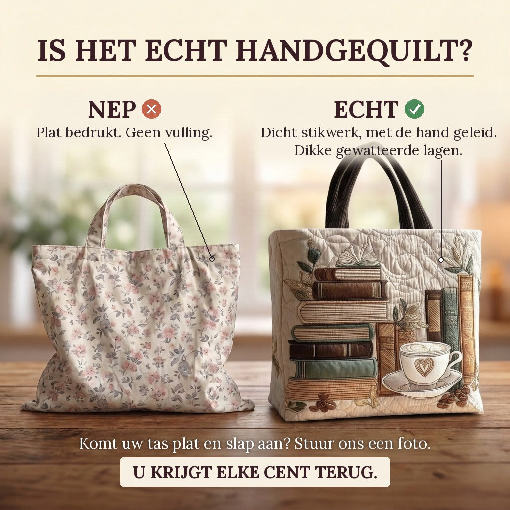 Koffieuur Artisanale Tas: echt gewatteerd tegenover plat bedrukt