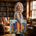 Bloemige Bibliotheek Artisanale Tas – gewatteerde draagtas over de schouder gedragen