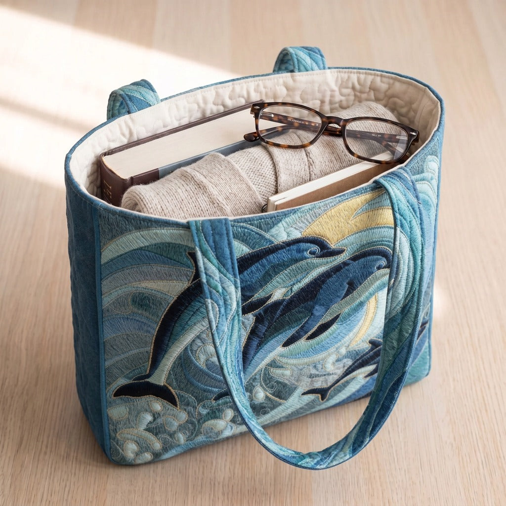 Zeedanser Artisanale Tas – draagtas gevuld met een boek, vest en bril