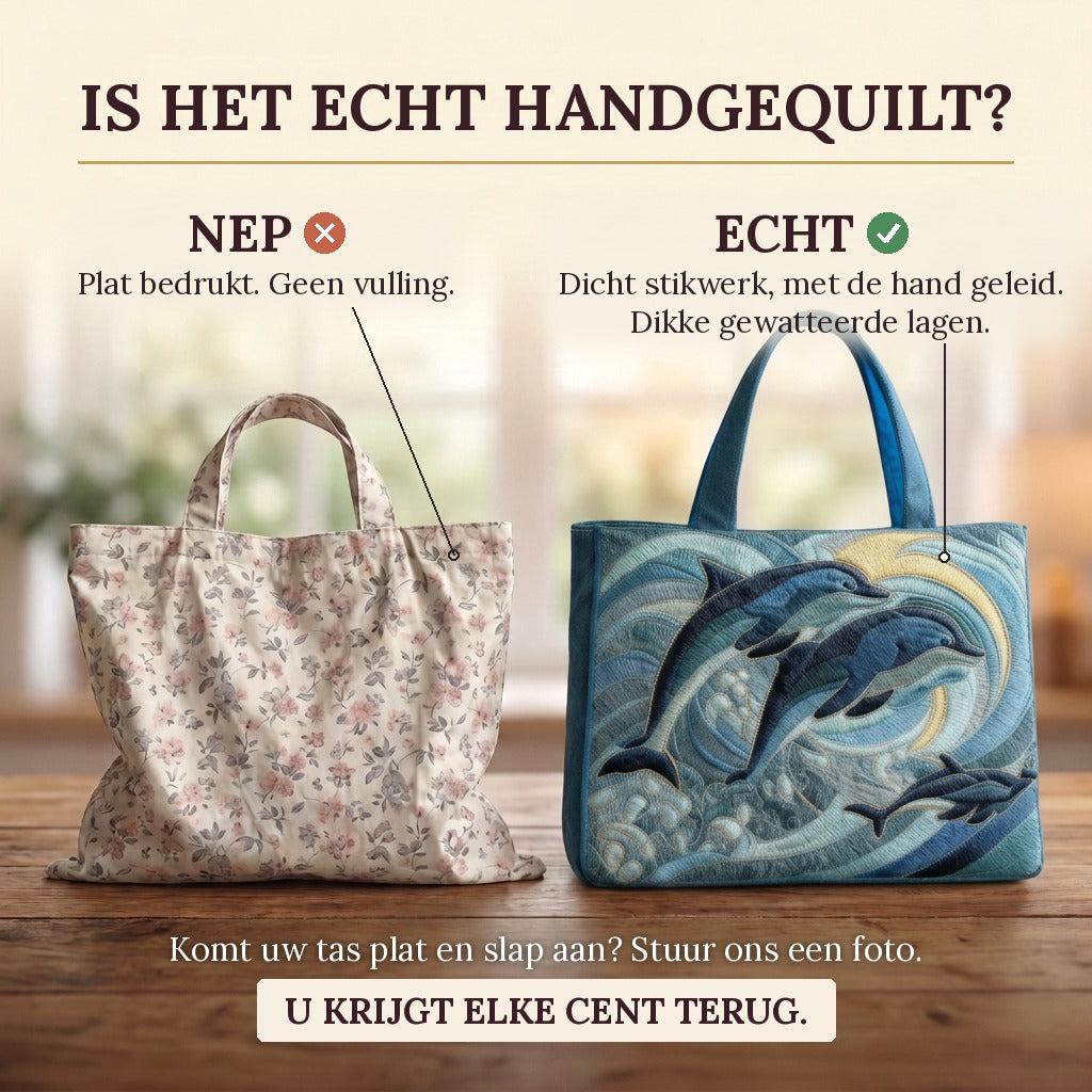 Zeedanser Artisanale Tas: echt gewatteerd tegenover plat bedrukt