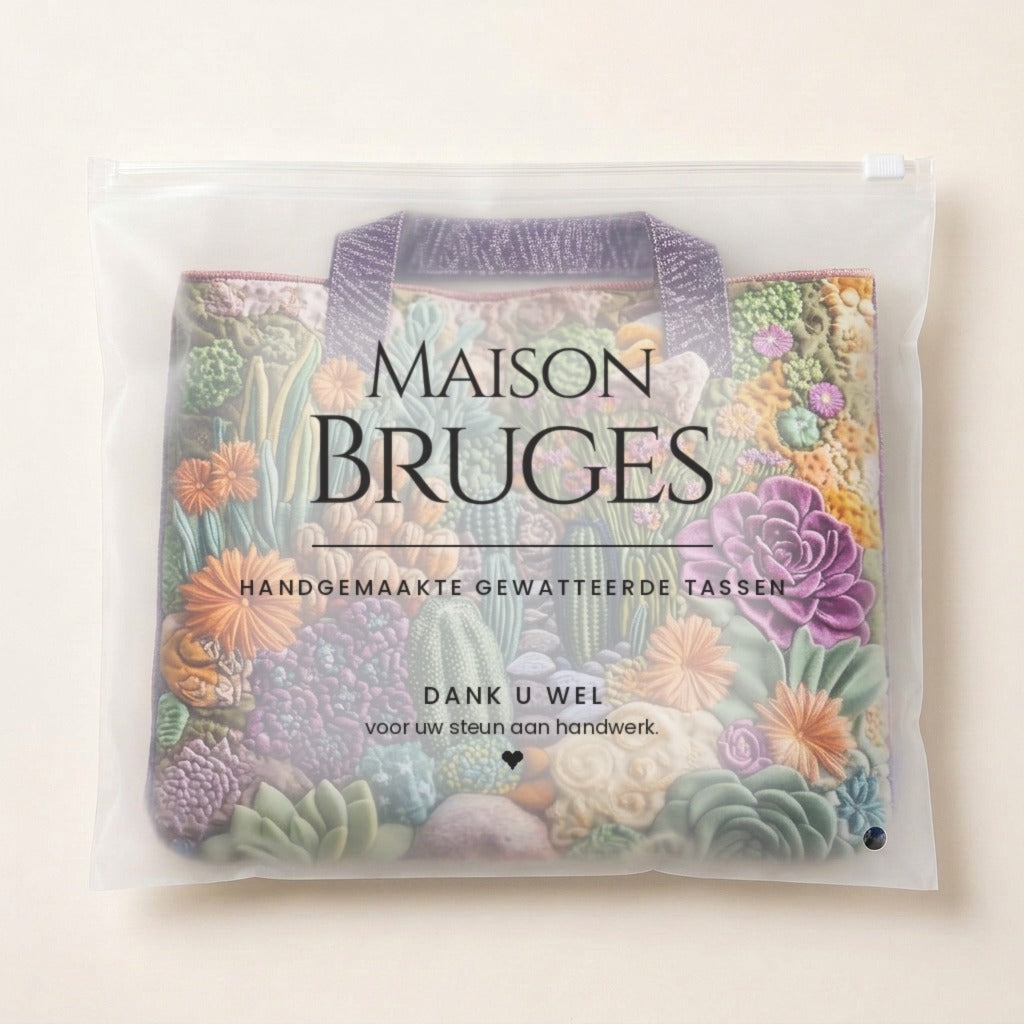 Vetplantentuin Artisanale Draagtas in de verpakking van Maison Bruges