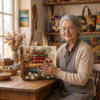 Lien met de Bloemen Perkament Gewatteerde Draagtas in haar atelier