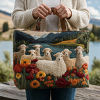 Schapen aan het Meer gewatteerde tote bag in de hand