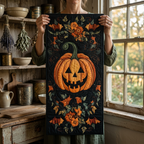 Chemin de table matelassé Joie d'Halloween présenté dans une cuisine chaleureuse