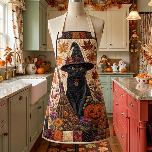 Tablier de cuisine matelassé Automne Familier sur un mannequin