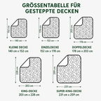 Gewatteerde bedsprei – maattabel