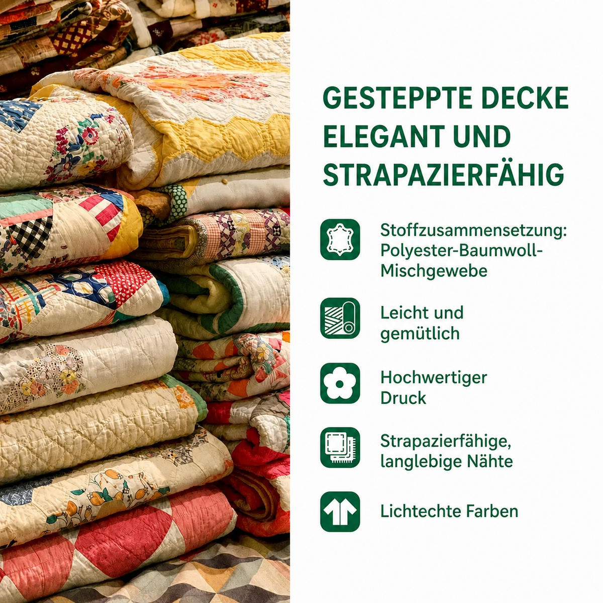 Gewatteerde bedsprei – producteigenschappen