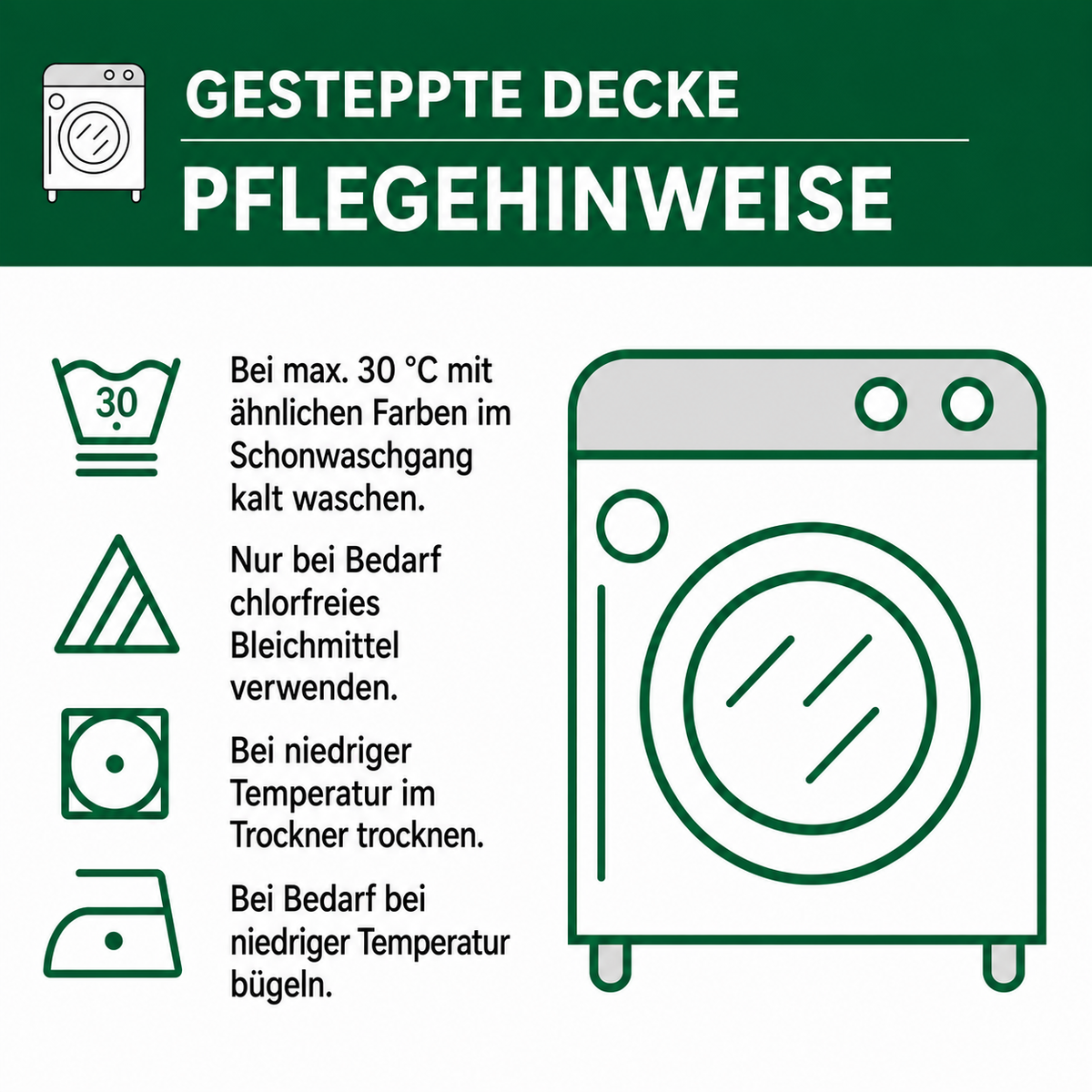 Gewatteerde bedsprei – onderhoudsinstructies