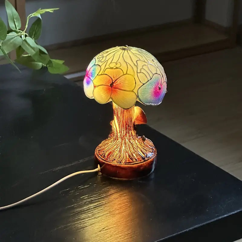 Bohemian Chic Floral Mushroom Lamp