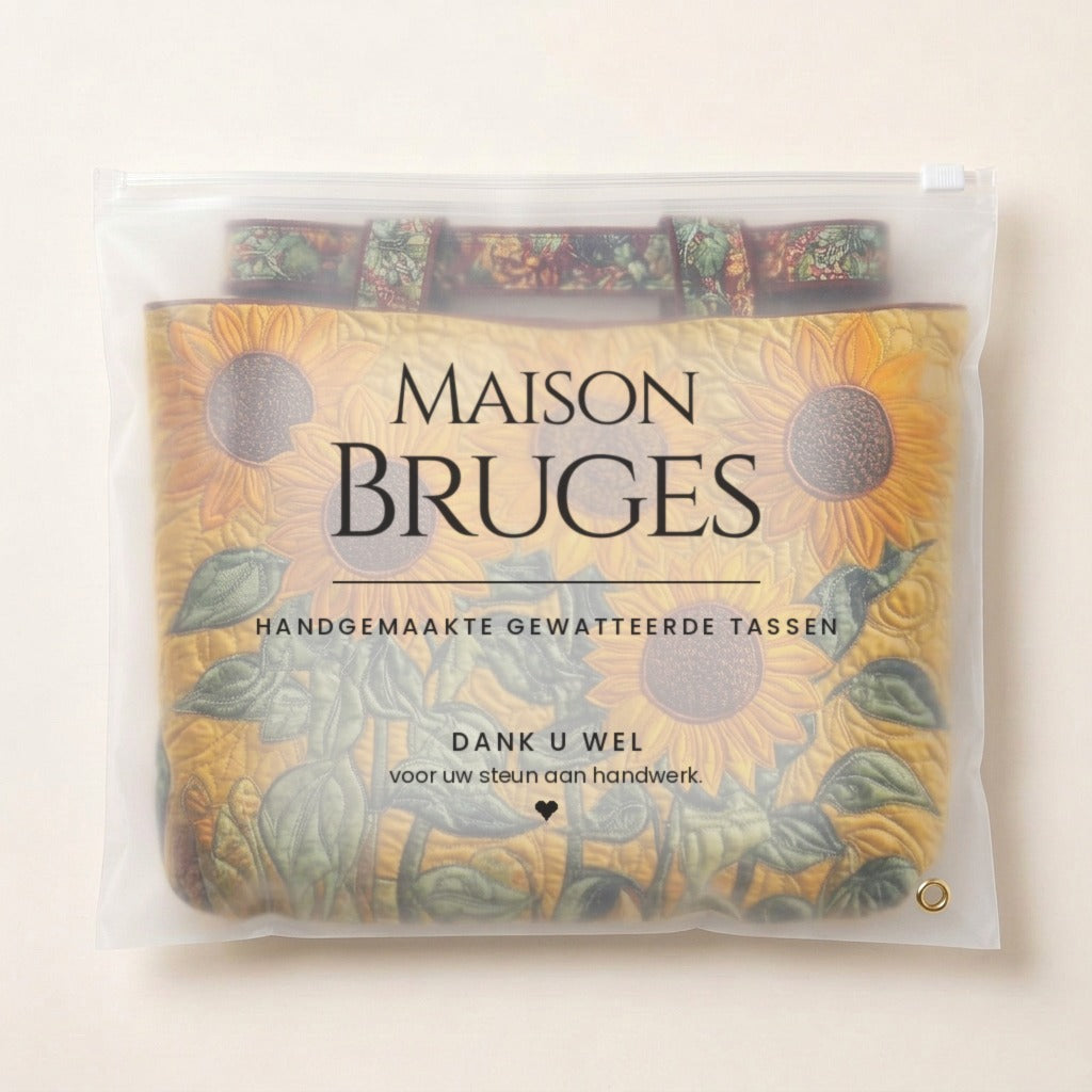 Zonnebloemvelden Klassieke Gewatteerde Tas in de verpakking van Maison Bruges