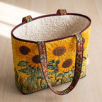 Soleil d'Été Tote Bag Matelassé – sac ouvert avec doublure matelassée