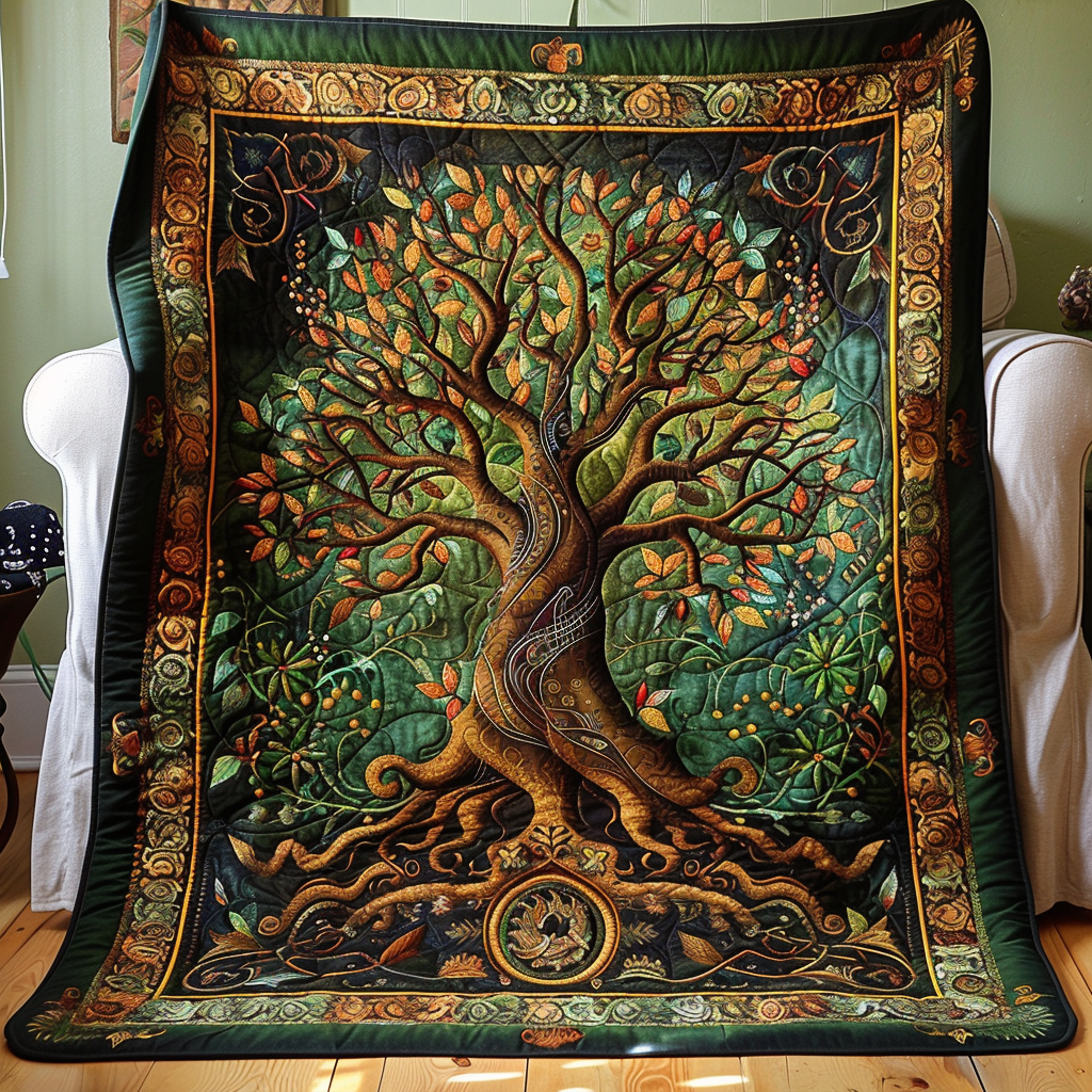 Couvre-lit matelassé Arbre de vie celtique – motif complet