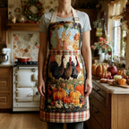Tablier de cuisine matelassé Festin Campagnard porté dans la cuisine