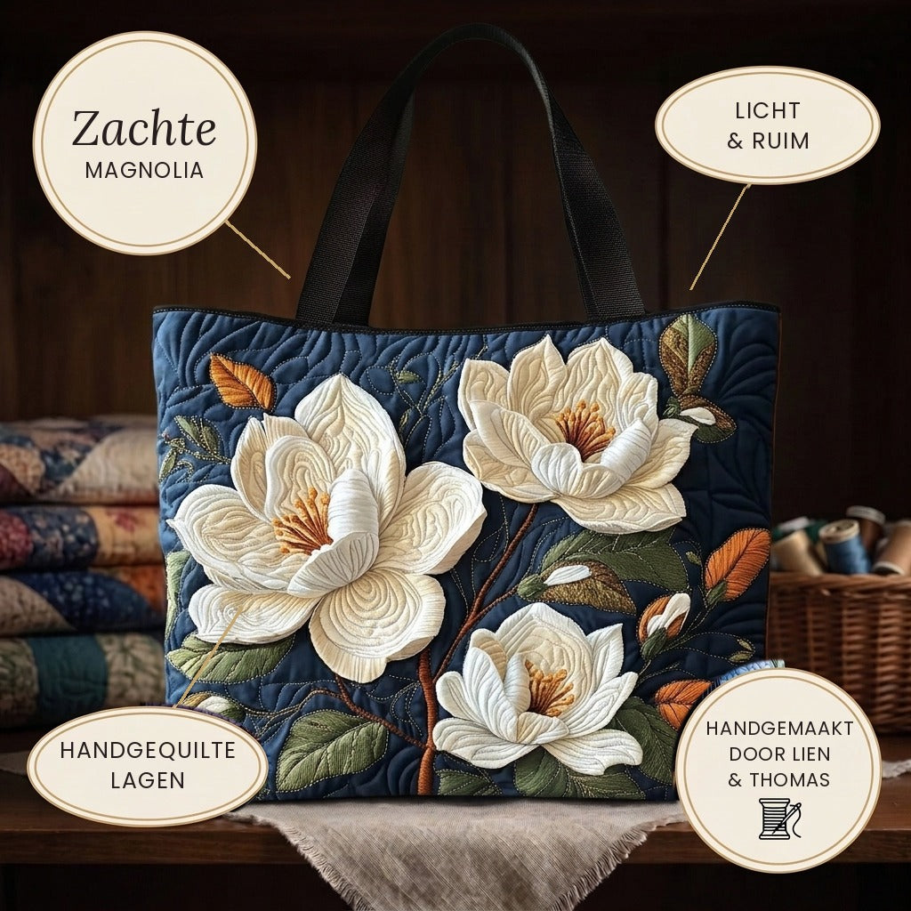 Zachte Magnolia Gewatteerde Draagtas – details: licht en ruim, gewatteerde lagen