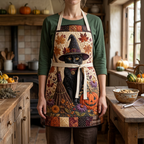 Gewatteerd keukenschort Herfstvertrouwd gedragen in de keuken