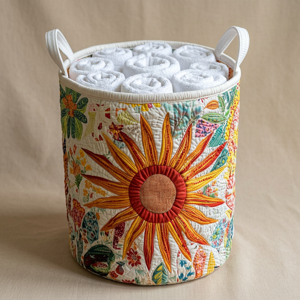 Gewatteerde wasmand Zonnige weide gevuld met opgerolde witte handdoeken
