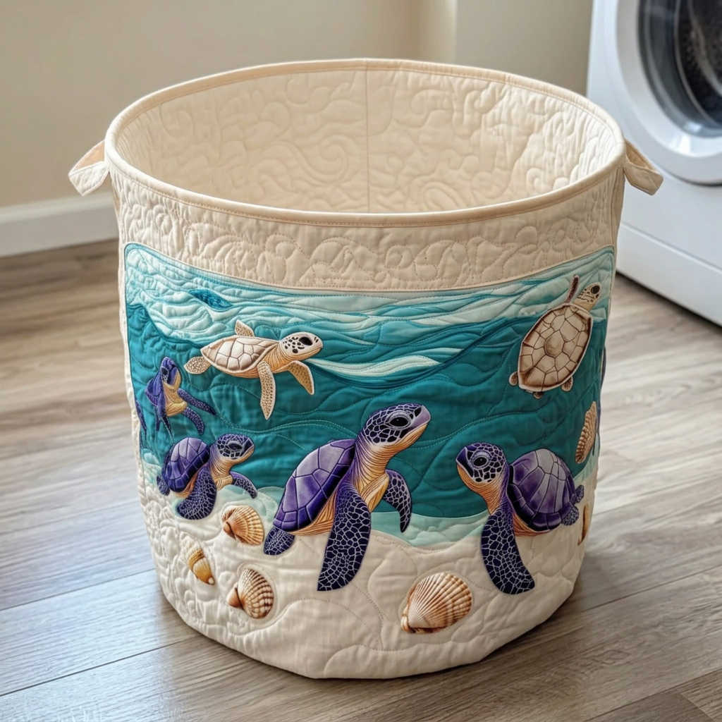 Gewatteerde wasmand Geest van de zee, leeg, met de zachte crèmekleurige gewatteerde binnenkant