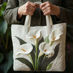 Sac cabas matelassé Lys Blancs porté à la main