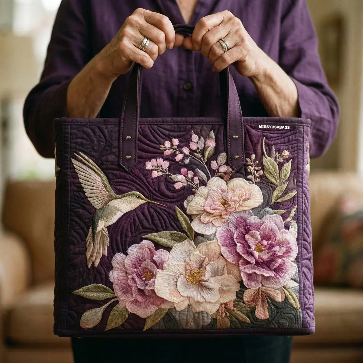 Murmure d'Orchidées Sac Artisanal Matelassé