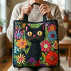 Betoverde Zwarte Kat gewatteerde tote bag in de hand