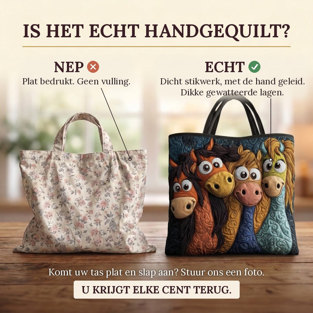 Weidepony Handgemaakte Tas: echt gewatteerd tegenover plat bedrukt