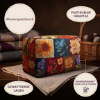 Gewatteerde make-uptas Bloemenpatchwork in detail: past in elke handtas, gewatteerd