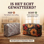 Gewatteerde make-uptas Bloemenschoonheid: echt gewatteerd tegenover plat bedrukt