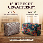 Gewatteerde make-uptas Fladdervlucht: echt gewatteerd tegenover plat bedrukt