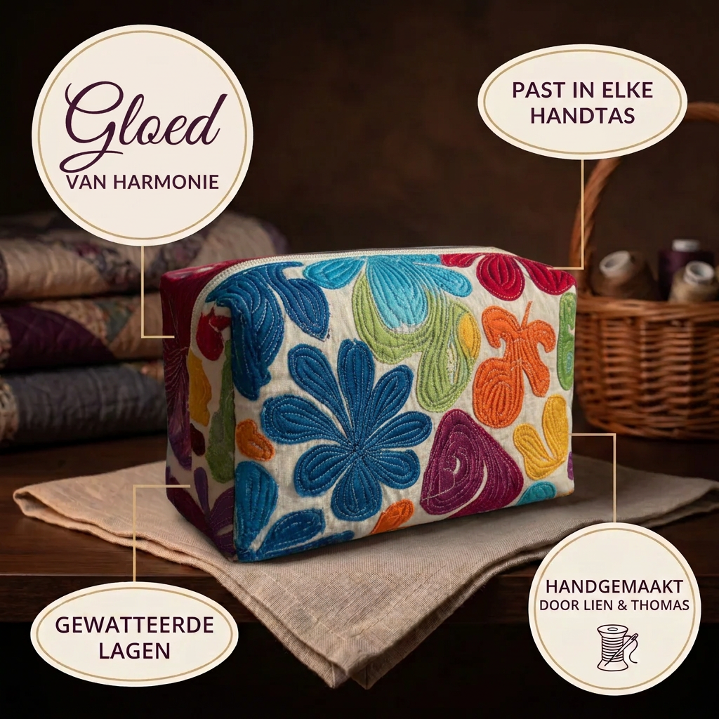 Gewatteerde make-uptas Gloed van Harmonie in detail: past in elke handtas, gewatteerd