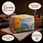 Trousse de maquillage matelassée Van Horizon Doré en détail : tient dans tous les sacs, matelassée