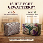 Gewatteerde make-uptas Kolibrietuin: echt gewatteerd tegenover plat bedrukt