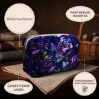 Trousse de maquillage matelassée Rose de Minuit en détail : tient dans tous les sacs, matelassée