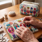 Tissu matelassé au motif Trésor du Casse-Noisette en cours de couture