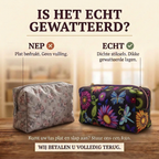 Gewatteerde make-uptas Ochtendgloed: echt gewatteerd tegenover plat bedrukt