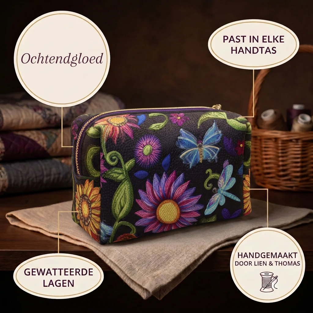 Gewatteerde make-uptas Ochtendgloed in detail: past in elke handtas, gewatteerd