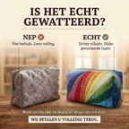 Gewatteerde make-uptas Regenboogstroom: echt gewatteerd tegenover plat bedrukt