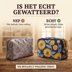 Gewatteerde make-uptas Stralende Bloei: echt gewatteerd tegenover plat bedrukt