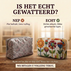 Gewatteerde make-uptas Vrolijke Bloei: echt gewatteerd tegenover plat bedrukt